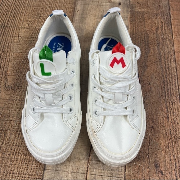 ZARA Nintendo Mario Kart Mario Luigi White Sneakers Kids Size 7 32 EUR Street - Picture 13 of 13